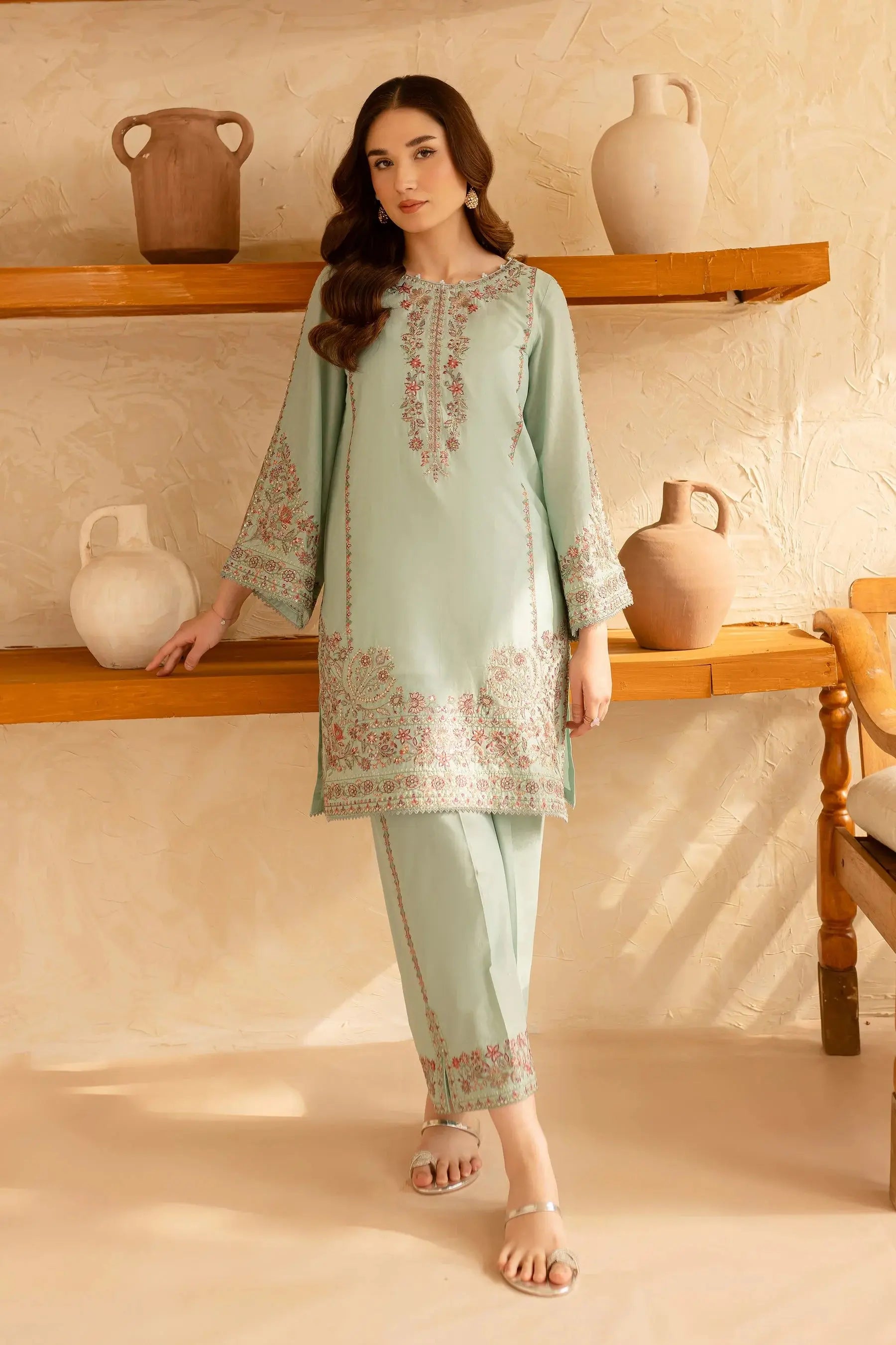 BATIK-2PC LAWN EMBROIDERED SHIRT WITH EMBROIDERED TROUSER-BIC-218 Asasayfakhir