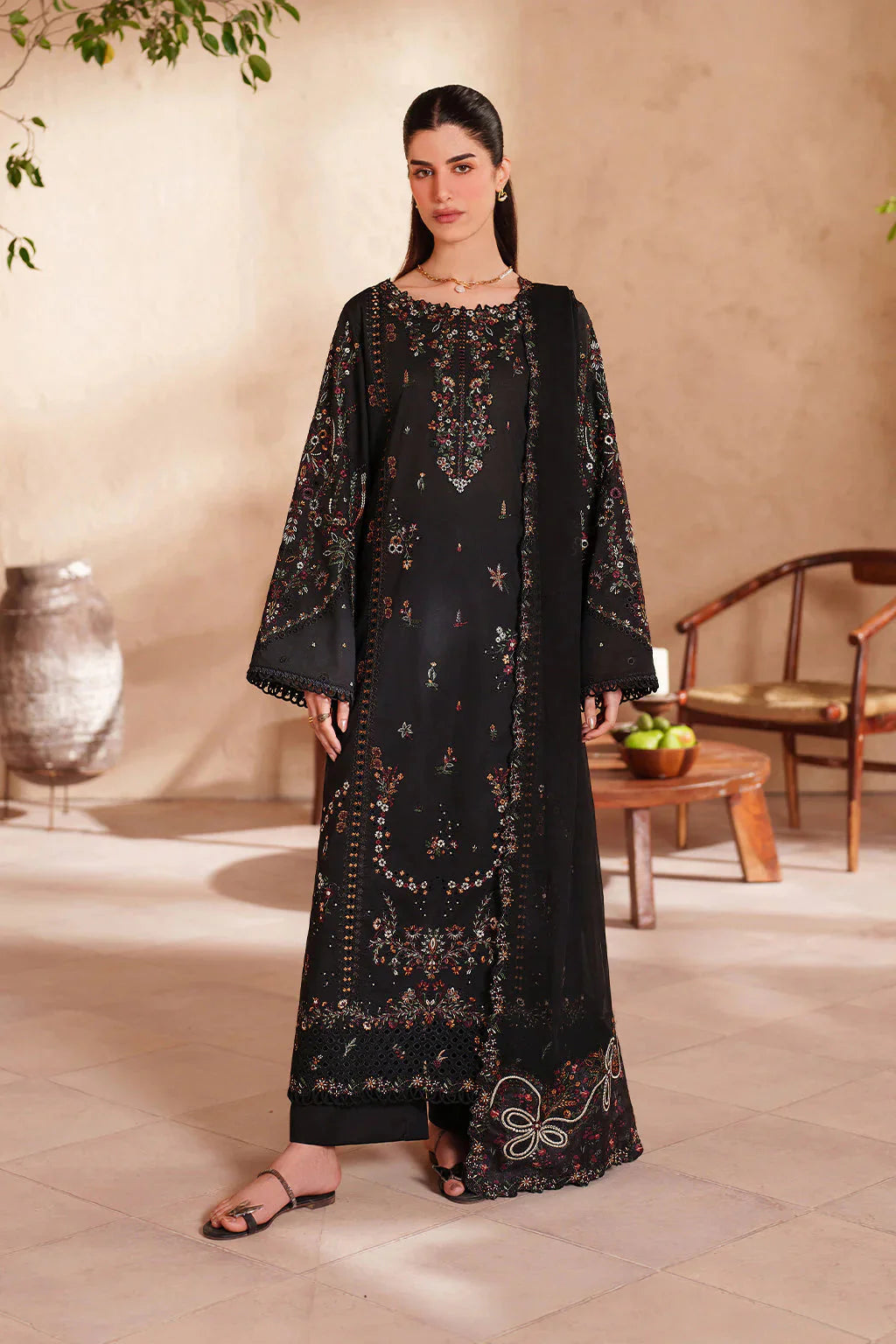 IZNIK-3PC LAWN EMBROIDERED SHIRT WITH CHIFFON EMBROIDERED DUPATTA AND TROUSER-BIC-4849 Asasay Fakhir