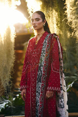 SUFFUSE-3PC LAWN EMBROIDERED SHIRT WITH CHIFFON PRINT DUPATTA AND EMB TROUSER-BIC-4810 Asasay Fakhir
