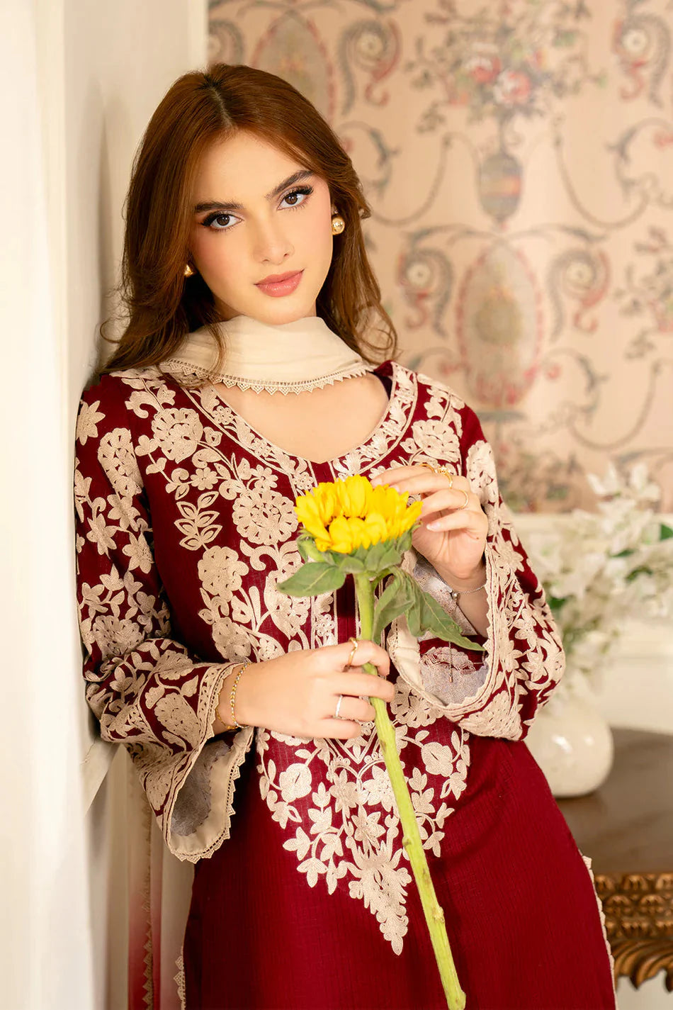 JAZMIN-3PC LAWN EMBROIDERED SHIRT WITH CHIFFON TYE & DYE DUPATTA AND TROUSER -BIC-4656 Asasay Fakhir