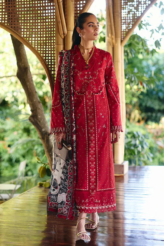 SUFFUSE-3PC LAWN EMBROIDERED SHIRT WITH CHIFFON PRINT DUPATTA AND EMB TROUSER-BIC-4810 Asasay Fakhir