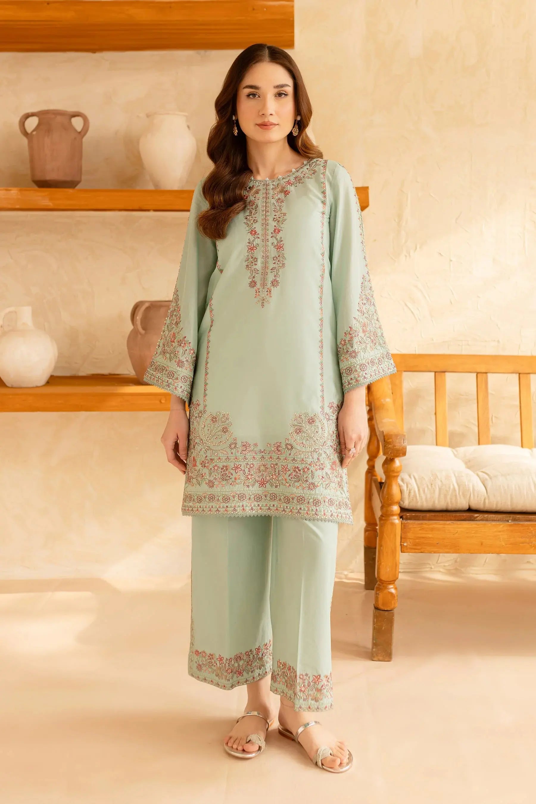 BATIK-2PC LAWN EMBROIDERED SHIRT WITH EMBROIDERED TROUSER-BIC-218 Asasayfakhir