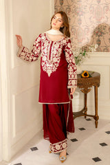 JAZMIN-3PC LAWN EMBROIDERED SHIRT WITH CHIFFON TYE & DYE DUPATTA AND TROUSER -BIC-4656 Asasay Fakhir
