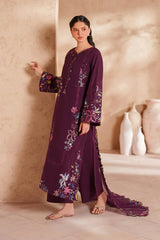 IZNIK-3PC LAWN EMBROIDERED SHIRT WITH KHAADI NET EMBROIDERED DUPATTA AND TROUSER-BIC-4833 Asasay Fakhir