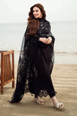 NUREH-3PC LAWN CHIKENKARI LASER EMBROIDERED SHIRT WITH COTTON NET EMBROIDERED PRINT DUPATTA-4523 Asasay Fakhir