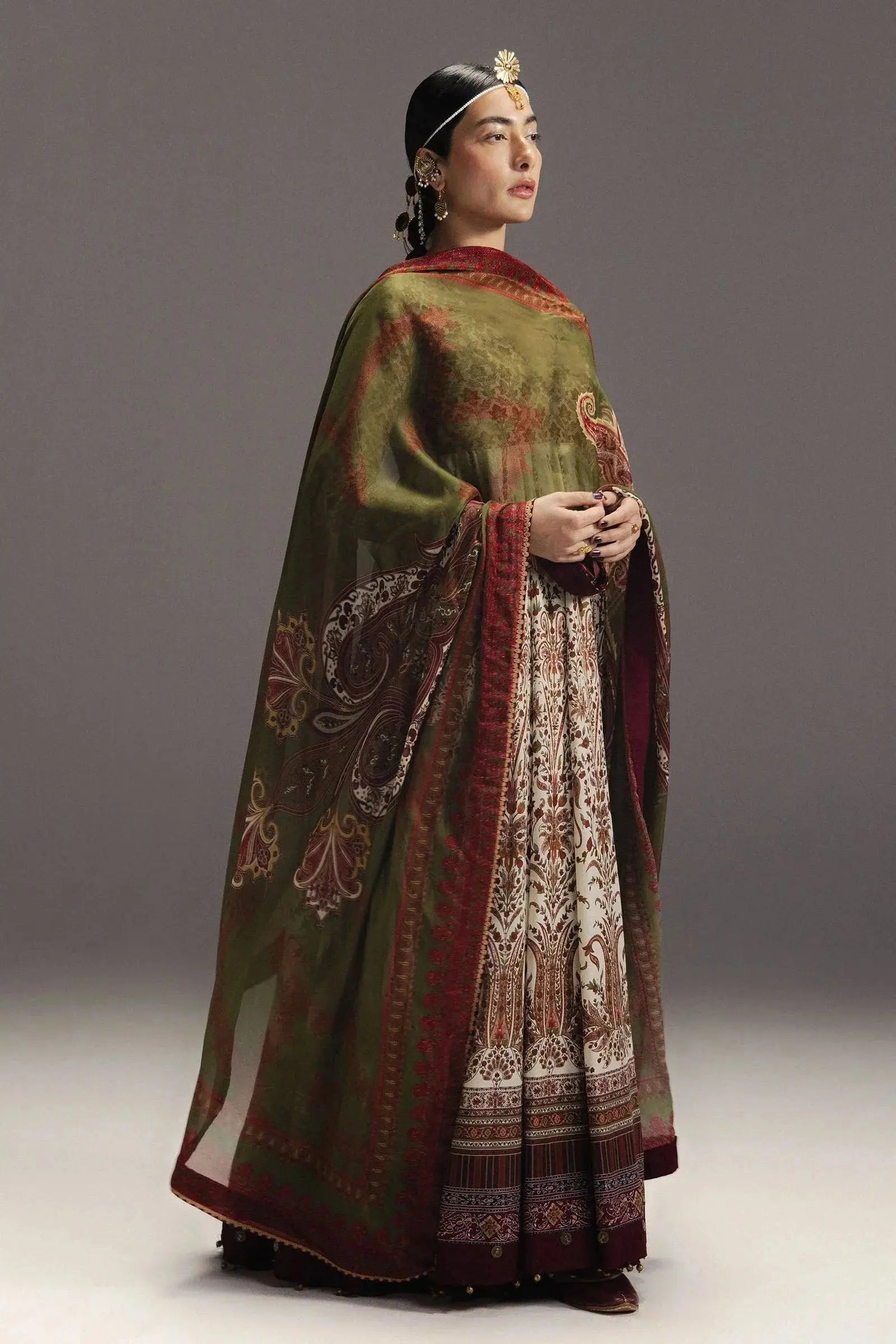 ZARA SHAH JAHAN-3PC DIGITAL PRINTED FROCK WITH SILK PRINTED DUPATTA & DYED TROUSER-BIC-068 Asasay Fakhir