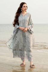 NUREH-3PC LAWN LASER WORK EMBROIDERED SHIRT WITH KHADDI NET EMBROIDERED DUPATTA & TROUSER-BIC-4746 Asasay Fakhir