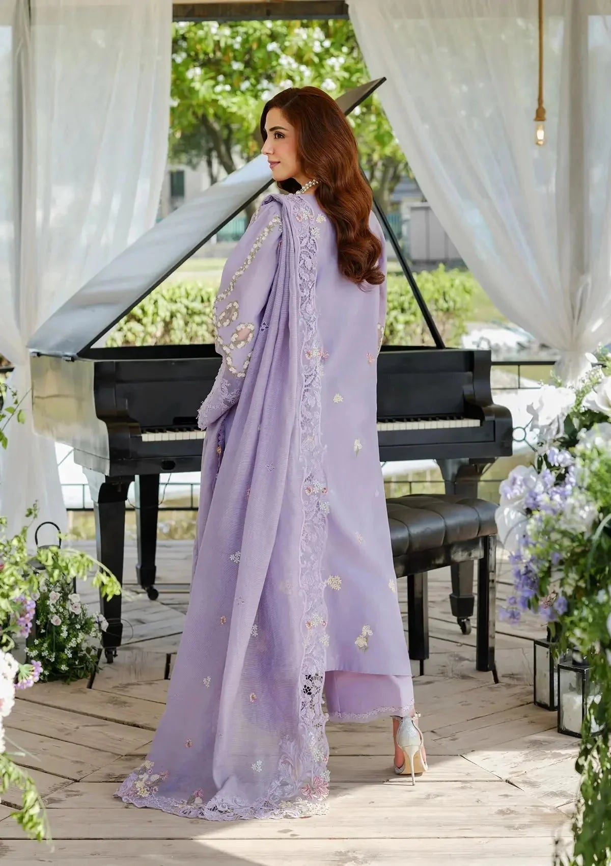 ELAF-3PC LAWN LASERCUTWORK EMBROIDERED SHIRT WITH KHAADI NET EMBROIDERED DUPATTA AND TROUSER -BIC-4780 Asasay Fakhir