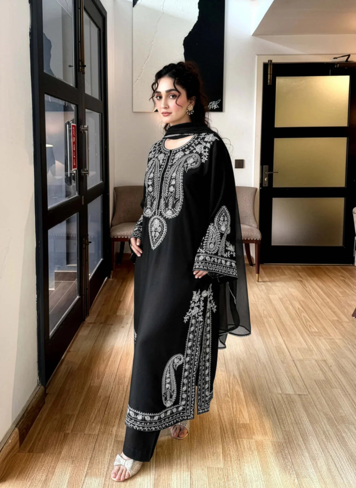 MIRANA-3PIECE LAWN EMBROIDERED SHIRT WITH BAMBER CHIFFON DUPATTA AND EMB TROUSER-BIC-4853 Asasay Fakhir