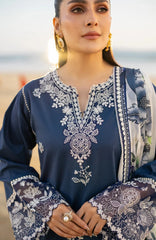 SERAN-3PC LAWN EMBROIDERED SHIRT WITH CHIFFON PRINT DUPATTA AND EMB TROUSER-BIC-4845 Asasay Fakhir