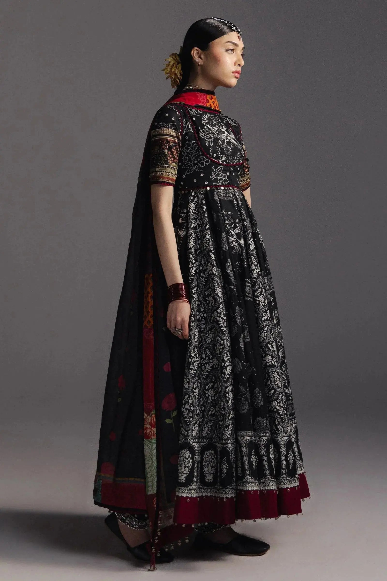 ZARA SHAH JAHAN-3PC DIGITAL PRINTED FROCK WITH SILK PRINTED DUPATTA & DYED TROUSER-BIC-066 Asasay Fakhir