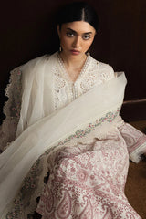 ZARA SHAHJAHAN-3PC LAWN EMBROIDERED SHIRT WITH KHADDI NET EMB DUPATTA AND EMB TROUSER-BIC- Asasay Fakhir