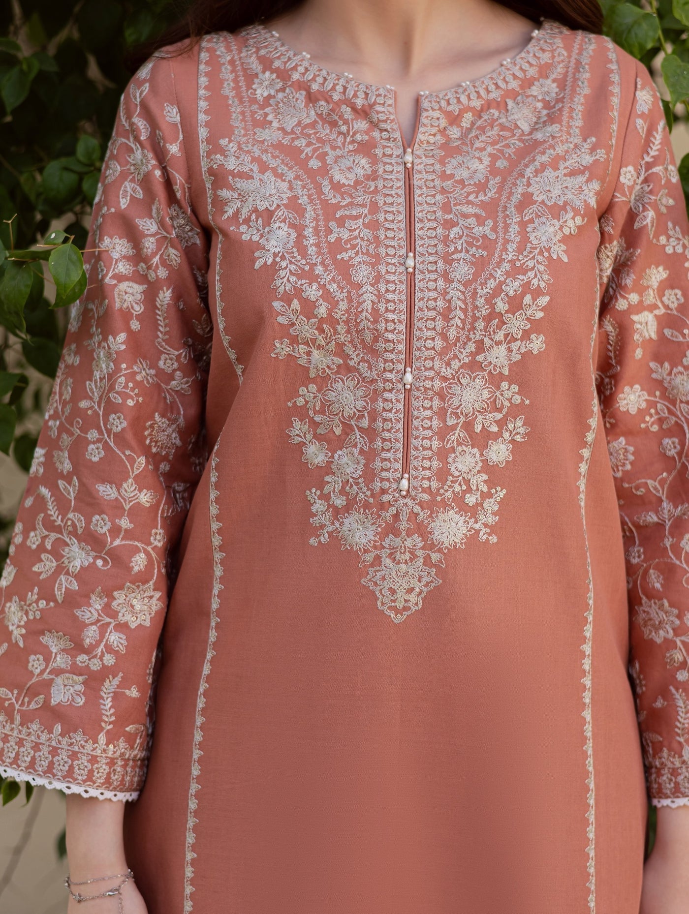 BATIK-2PIECE LAWN SEQUIN EMB SHIRT WITH LAWN EMB SLEEVES-BIC-238 Asasay Fakhir