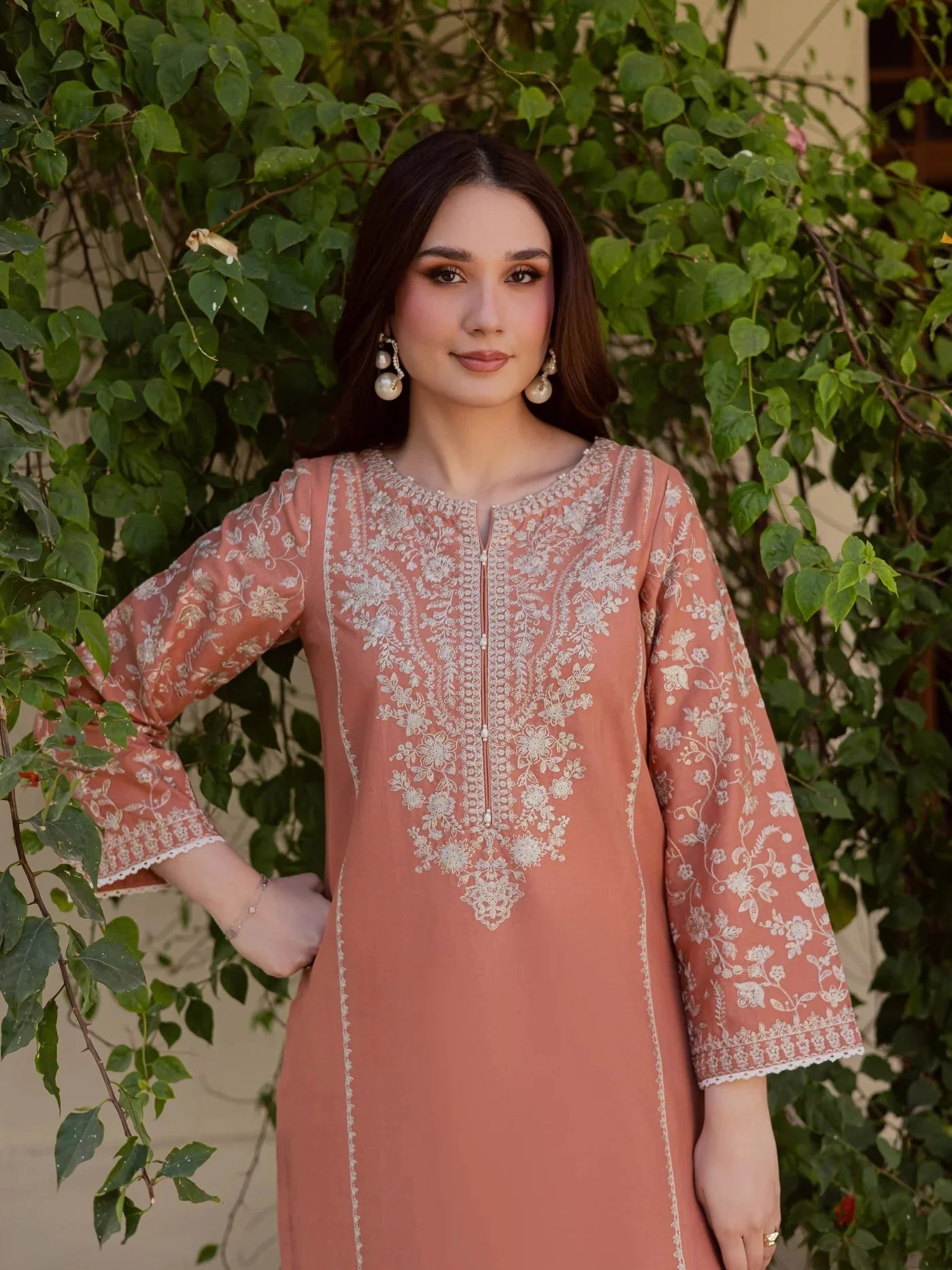 BATIK-2PIECE LAWN SEQUIN EMB SHIRT WITH LAWN EMB SLEEVES-BIC-238 Asasay Fakhir