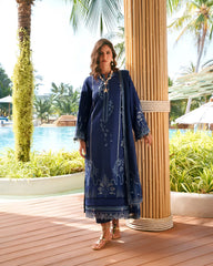 IZEL-3PC LAWN EMBROIDERED SHIRT WITH KHADDI NET EMB DUPATTA AND TROUSER-BIC-4872