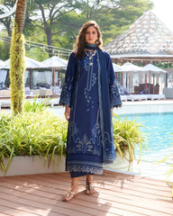 IZEL-3PC LAWN EMBROIDERED SHIRT WITH KHADDI NET EMB DUPATTA AND TROUSER-BIC-4872