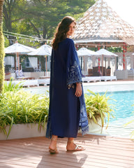 IZEL-3PC LAWN EMBROIDERED SHIRT WITH KHADDI NET EMB DUPATTA AND TROUSER-BIC-4872