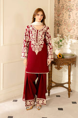JAZMIN-3PC LAWN EMBROIDERED SHIRT WITH CHIFFON TYE & DYE DUPATTA AND TROUSER -BIC-4656 Asasay Fakhir