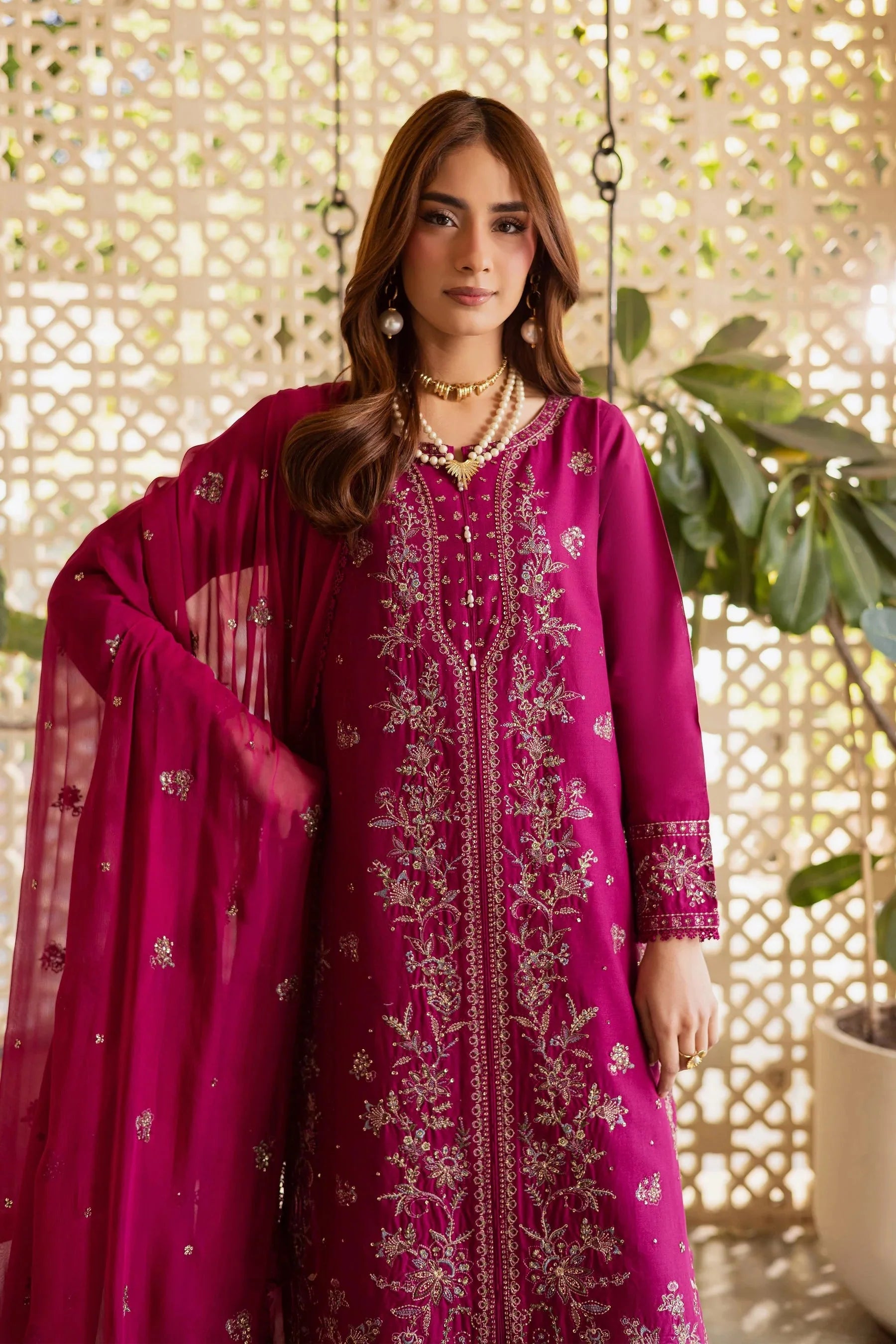 BATIK-3PIECE LAWN SEQUIN EMBROIDERED SHIRT WITH CHIFFON EMBROIDERED DUPATTA AND TROUSER-BIC-4867 Asasay Fakhir