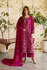 BATIK-3PIECE LAWN SEQUIN EMBROIDERED SHIRT WITH CHIFFON EMBROIDERED DUPATTA AND TROUSER-BIC-4867 Asasay Fakhir