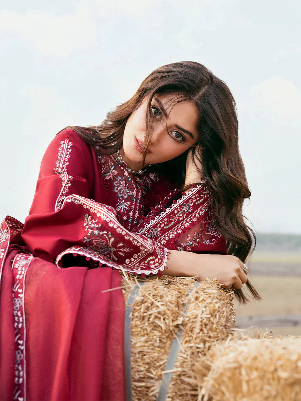 IZEL-3PC LAWN EMBROIDERED SHIRT WITH KHADDI NET EMBROIDERED DUPATTA AND TROUSER-BIC-4818 Asasay Fakhir