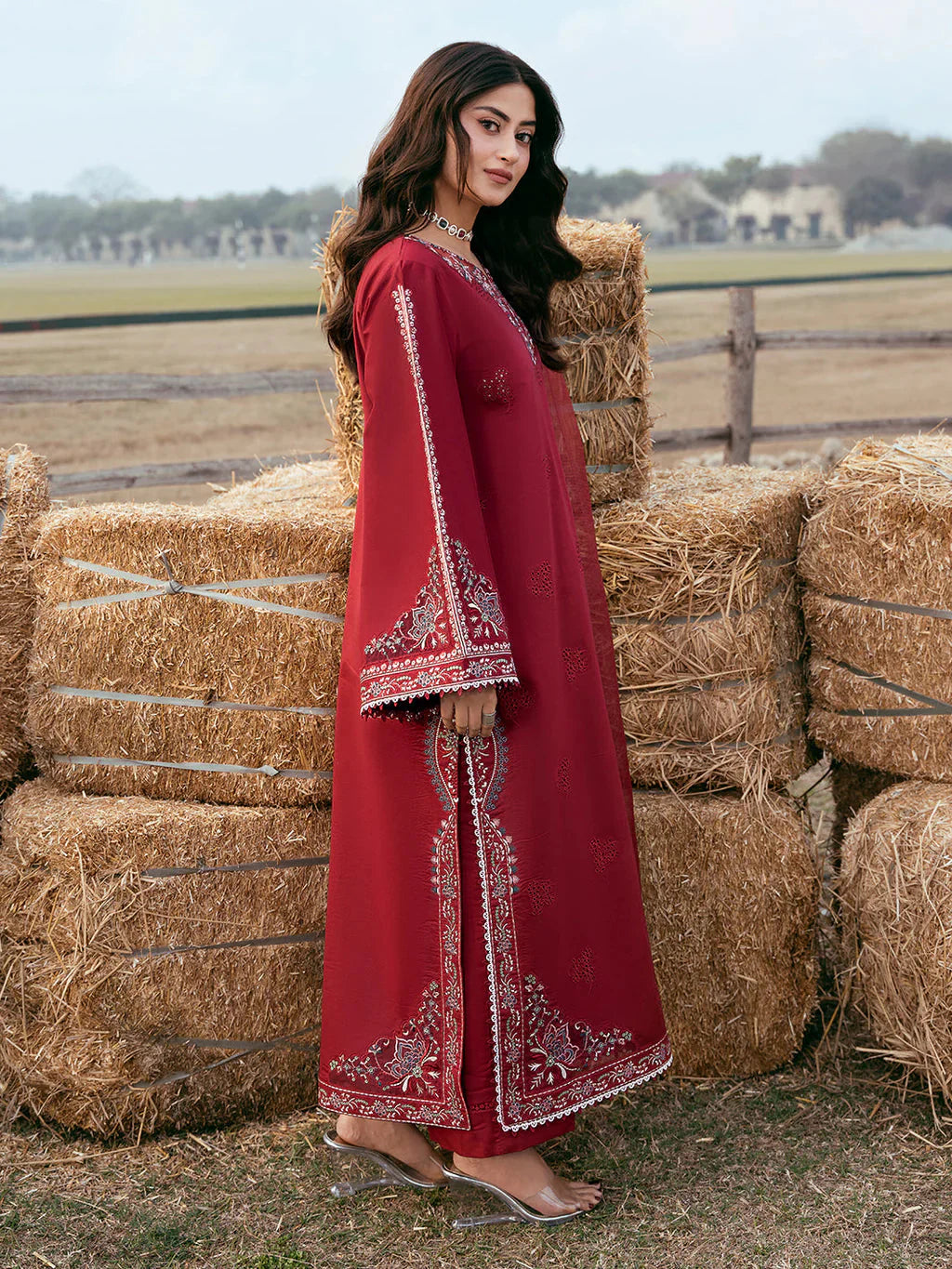 IZEL-3PC LAWN EMBROIDERED SHIRT WITH KHADDI NET EMBROIDERED DUPATTA AND TROUSER-BIC-4818 Asasay Fakhir