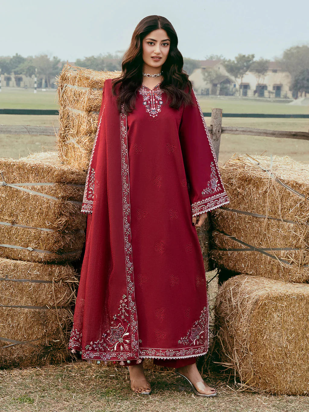 IZEL-3PC LAWN EMBROIDERED SHIRT WITH KHADDI NET EMBROIDERED DUPATTA AND TROUSER-BIC-4818 Asasay Fakhir