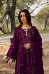 Lawn Embroidered Shirt Lawn Embroidered Sleeves Chiffon Embroidered Dupatta Dyed Lawn Back Side Lawn Embroidered Trouser Unstitched 3Piece Dress Asasay Fakhir