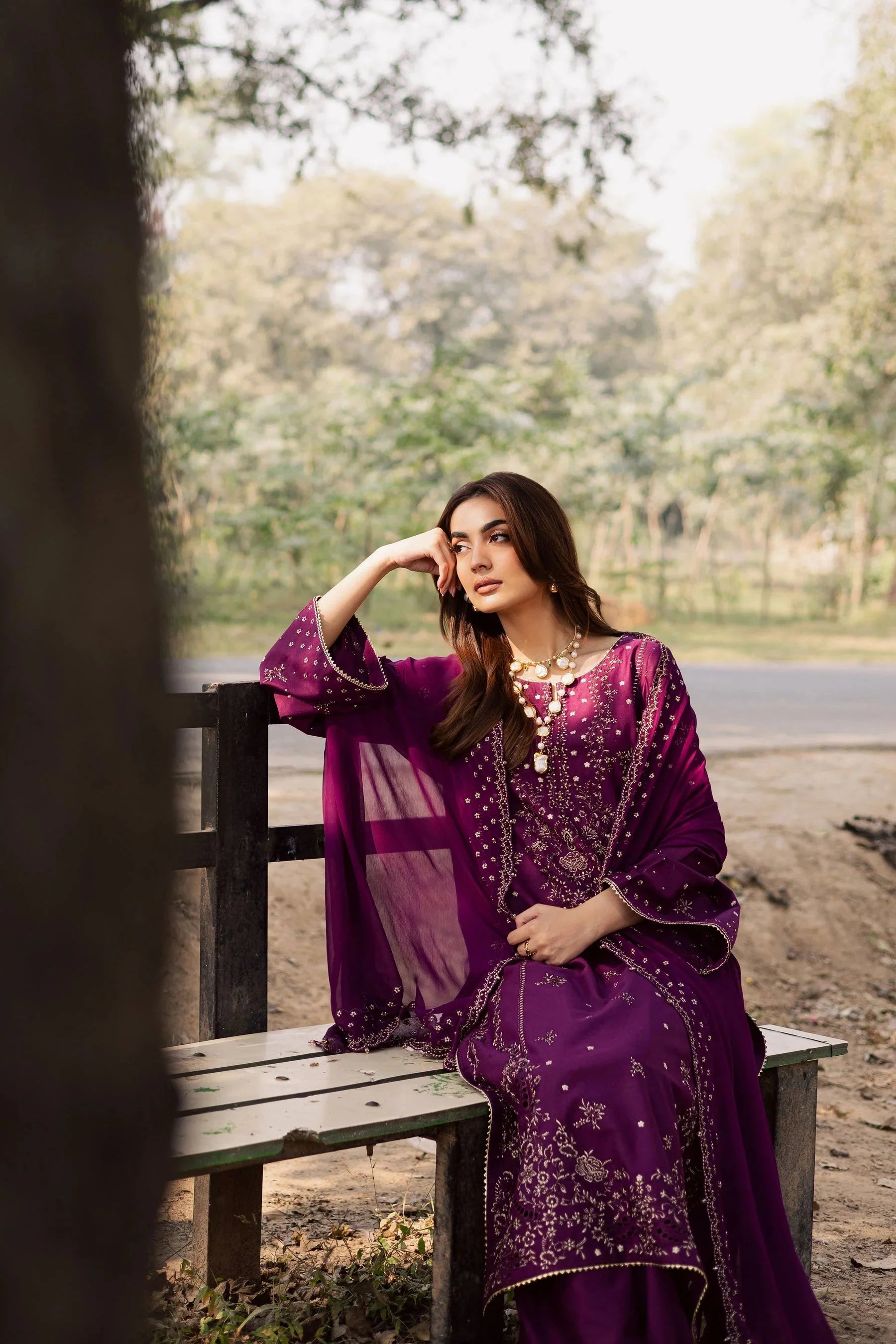 Lawn Embroidered Shirt Lawn Embroidered Sleeves Chiffon Embroidered Dupatta Dyed Lawn Back Side Lawn Embroidered Trouser Unstitched 3Piece Dress Asasay Fakhir