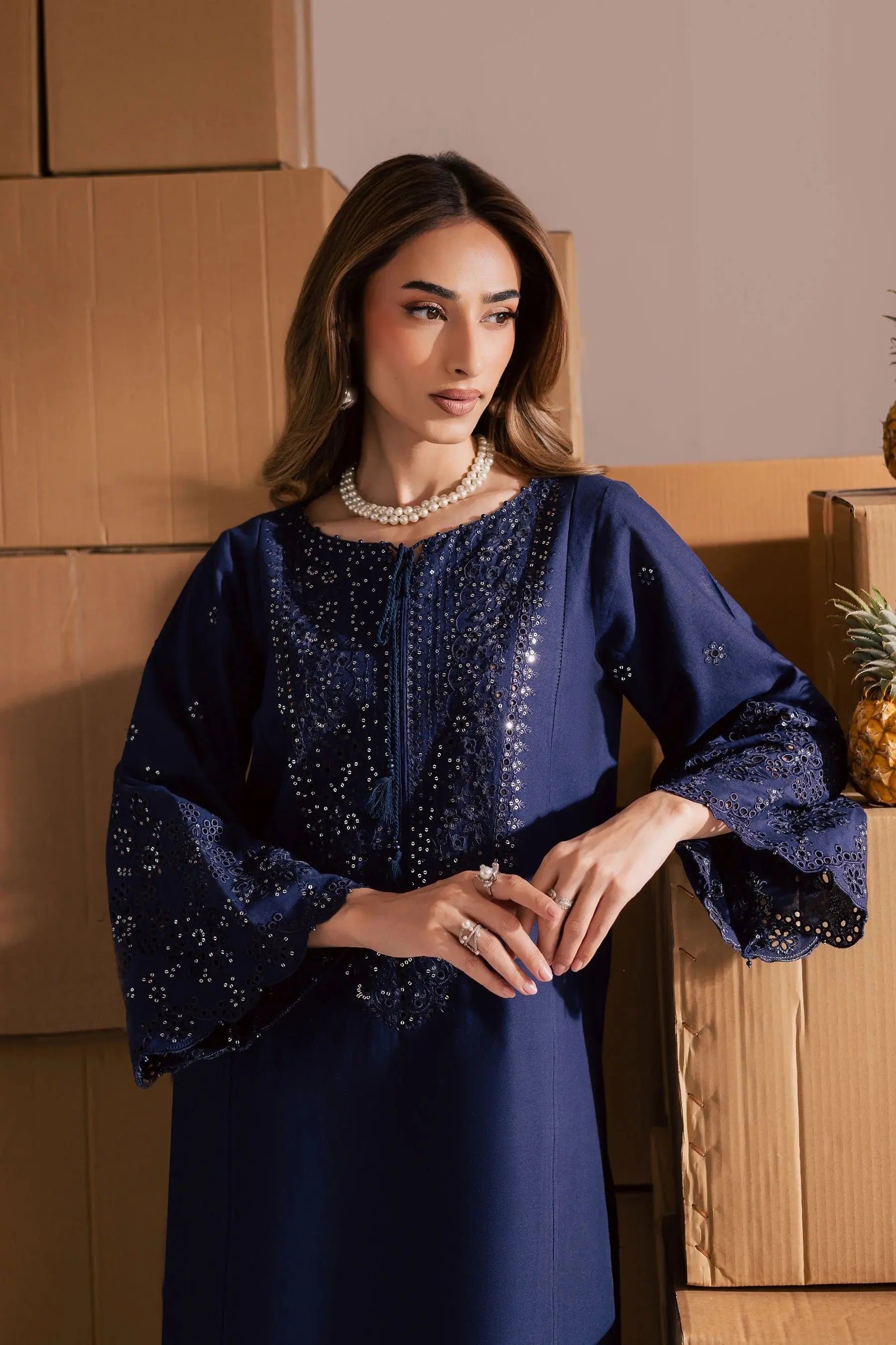 BATIK-2PIECE LAWN SEQUIN & CHIKAN EMB NECKLINE WITH SEQUIN EMB TROUSER-BIC-245 Asasayfakhir