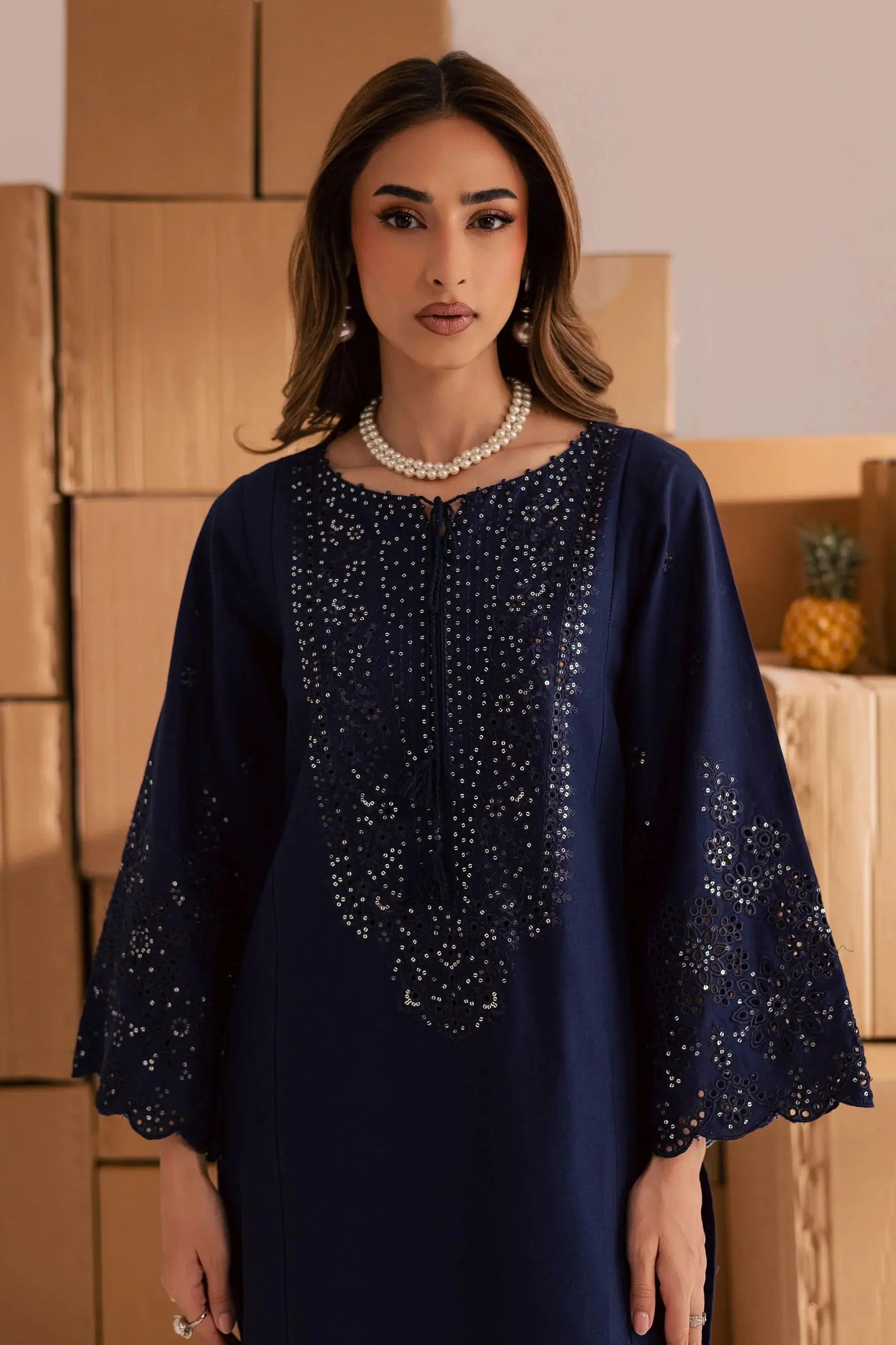 BATIK-2PIECE LAWN SEQUIN & CHIKAN EMB NECKLINE WITH SEQUIN EMB TROUSER-BIC-245 Asasayfakhir