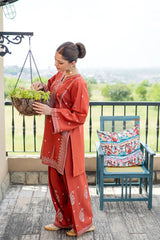 URGE-2PIECE LAWN EMBROIDERED SHIRT WITH LAWN EMBROIDERED TROUSER-BIC-244 Asasayfakhir