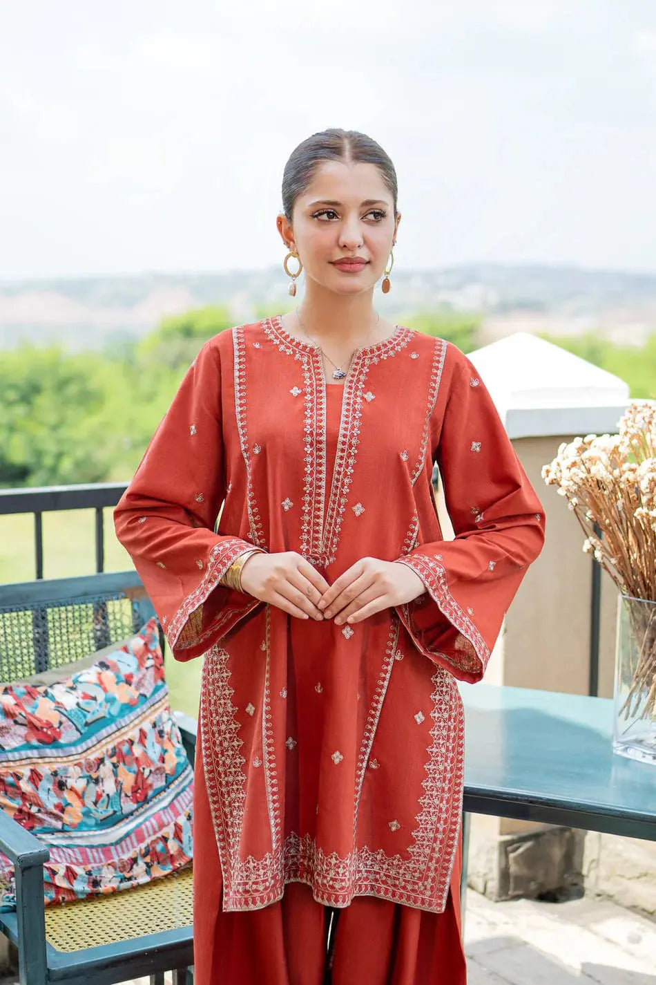 URGE-2PIECE LAWN EMBROIDERED SHIRT WITH LAWN EMBROIDERED TROUSER-BIC-244 Asasayfakhir