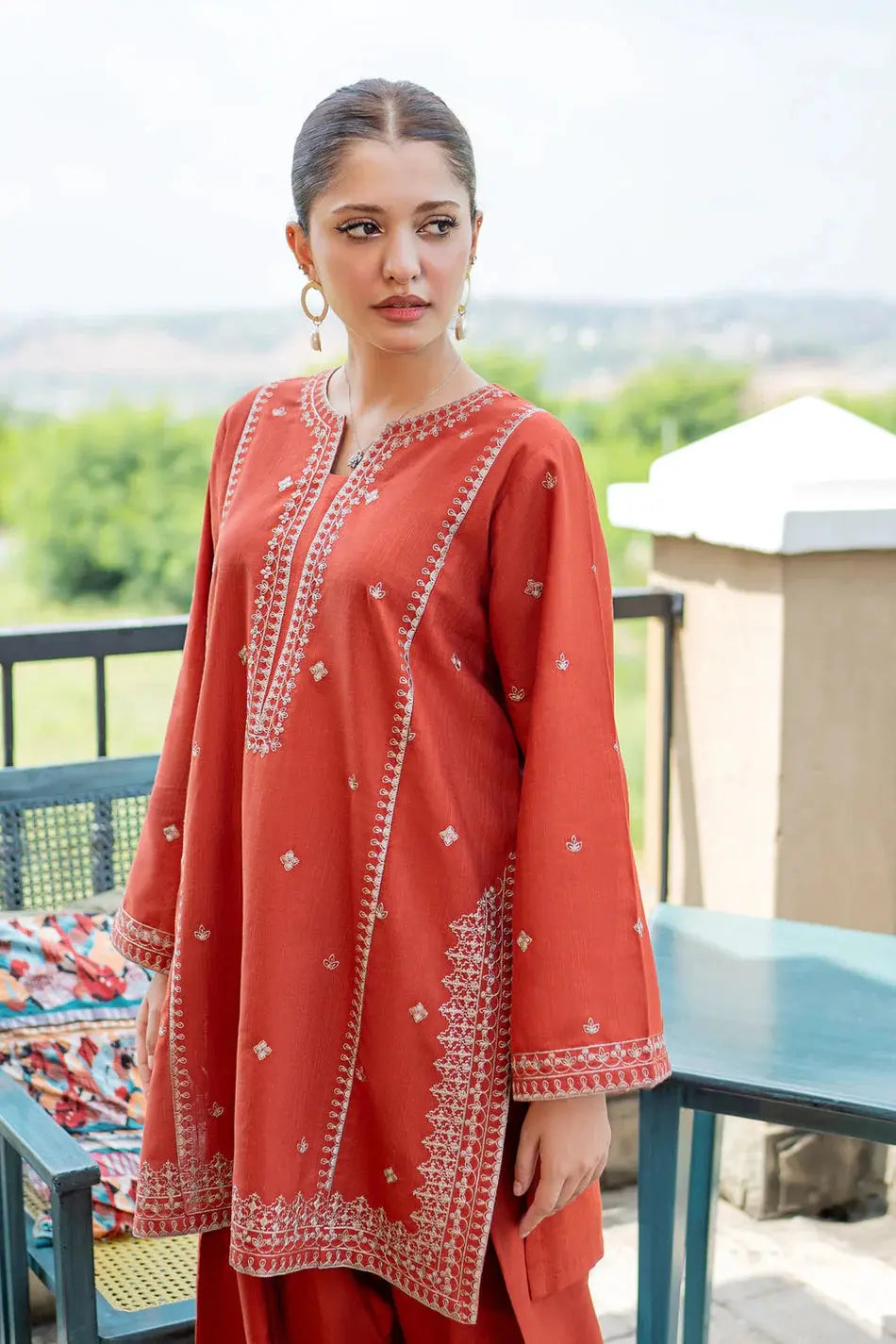 URGE-2PIECE LAWN EMBROIDERED SHIRT WITH LAWN EMBROIDERED TROUSER-BIC-244 Asasayfakhir
