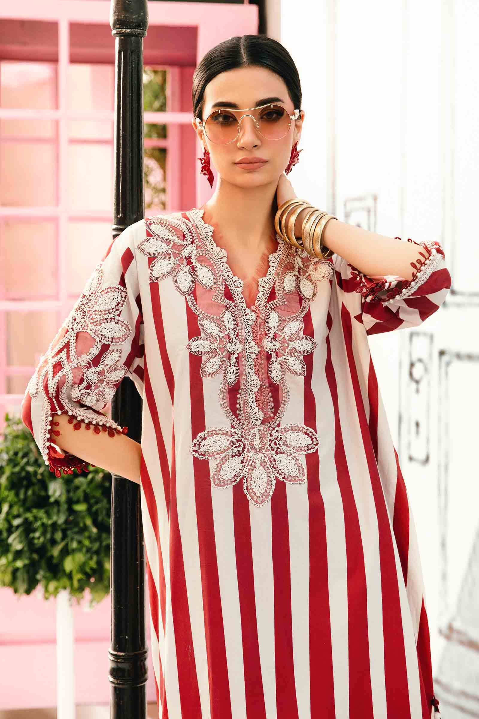 MARIA.B-3PC LAWN EMBROIDERED PRINTED SHIRT WITH CHIFFON PRINT DUPATTA AND PRINT TROUSER-BIC-2526 Asasay Fakhir
