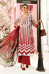 MARIA.B-3PC LAWN EMBROIDERED PRINTED SHIRT WITH CHIFFON PRINT DUPATTA AND PRINT TROUSER-BIC-2526 Asasay Fakhir