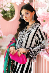 MARIA.B-3PC LAWN EMBROIDERED PRINTED SHIRT WITH CHIFFON PRINT DUPATTA AND PRINT TROUSER-BIC-2525 Asasay Fakhir