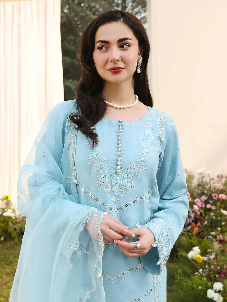 ASIM JOFA- 3PC LAWN EMBROIDERED SHIRT WITH ORGANZA EMBROIDERED DUPATTA AND TROUSER-BIC-4807 Asasay Fakhir