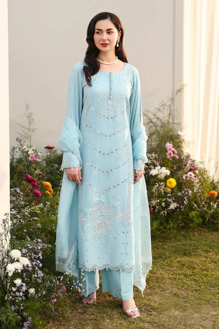 ASIM JOFA- 3PC LAWN EMBROIDERED SHIRT WITH ORGANZA EMBROIDERED DUPATTA AND TROUSER-BIC-4807 Asasay Fakhir