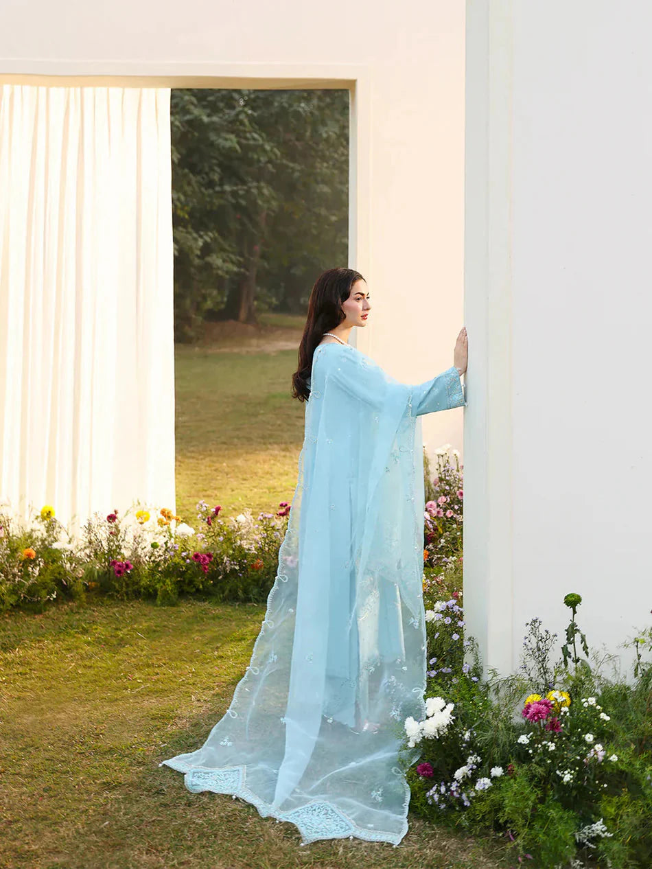 ASIM JOFA- 3PC LAWN EMBROIDERED SHIRT WITH ORGANZA EMBROIDERED DUPATTA AND TROUSER-BIC-4807 Asasay Fakhir