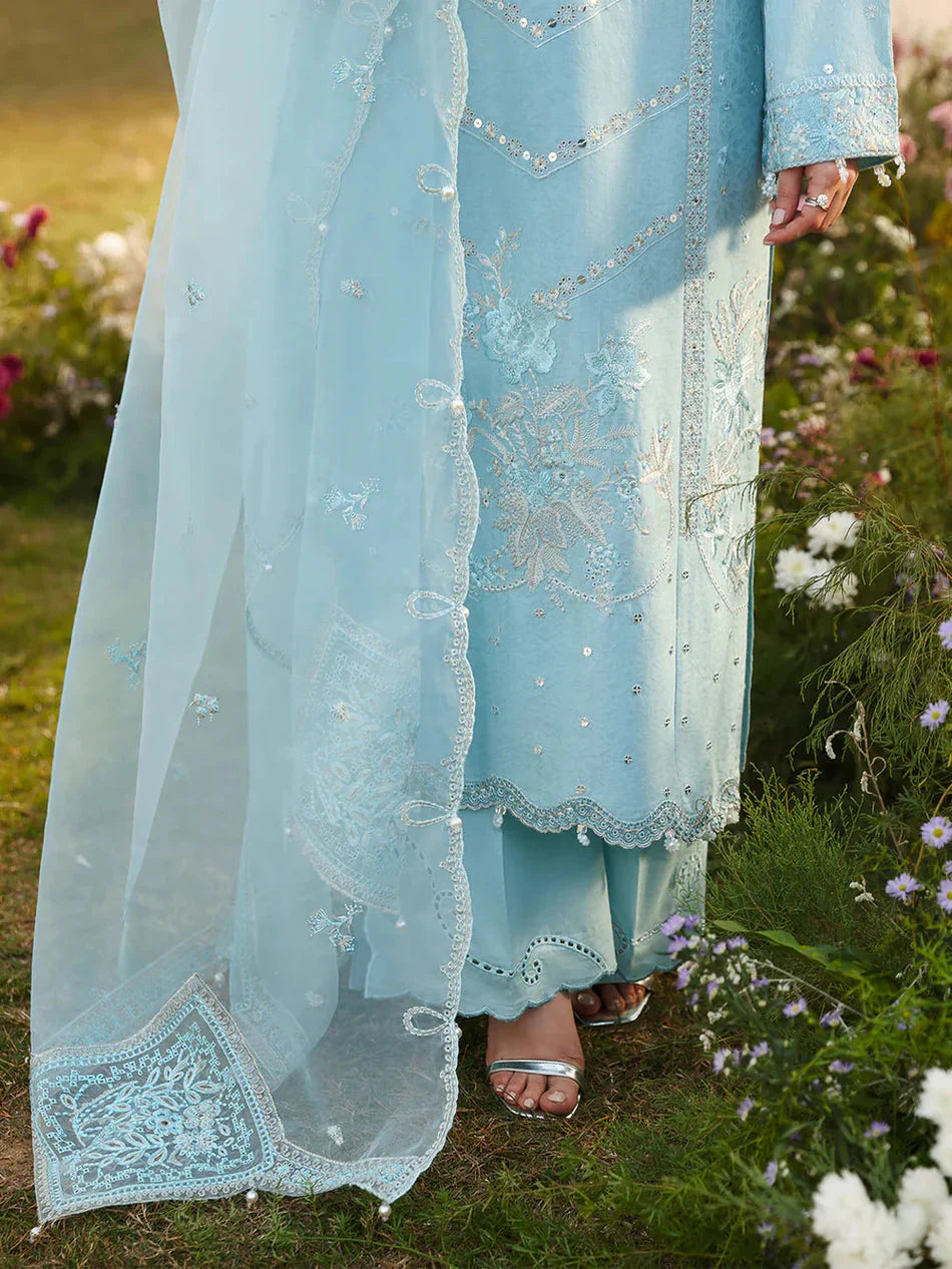 ASIM JOFA- 3PC LAWN EMBROIDERED SHIRT WITH ORGANZA EMBROIDERED DUPATTA AND TROUSER-BIC-4807 Asasay Fakhir