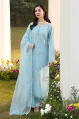 ASIM JOFA- 3PC LAWN EMBROIDERED SHIRT WITH ORGANZA EMBROIDERED DUPATTA AND TROUSER-BIC-4807 Asasay Fakhir