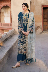 BATIK-3PC LAWN SEQUIN EMBROIDERED SHIRT WITH KHADDI NET EMBROIDERED DUPATTA AND EMB TROUSER-BIC-4672 Asasay Fakhir