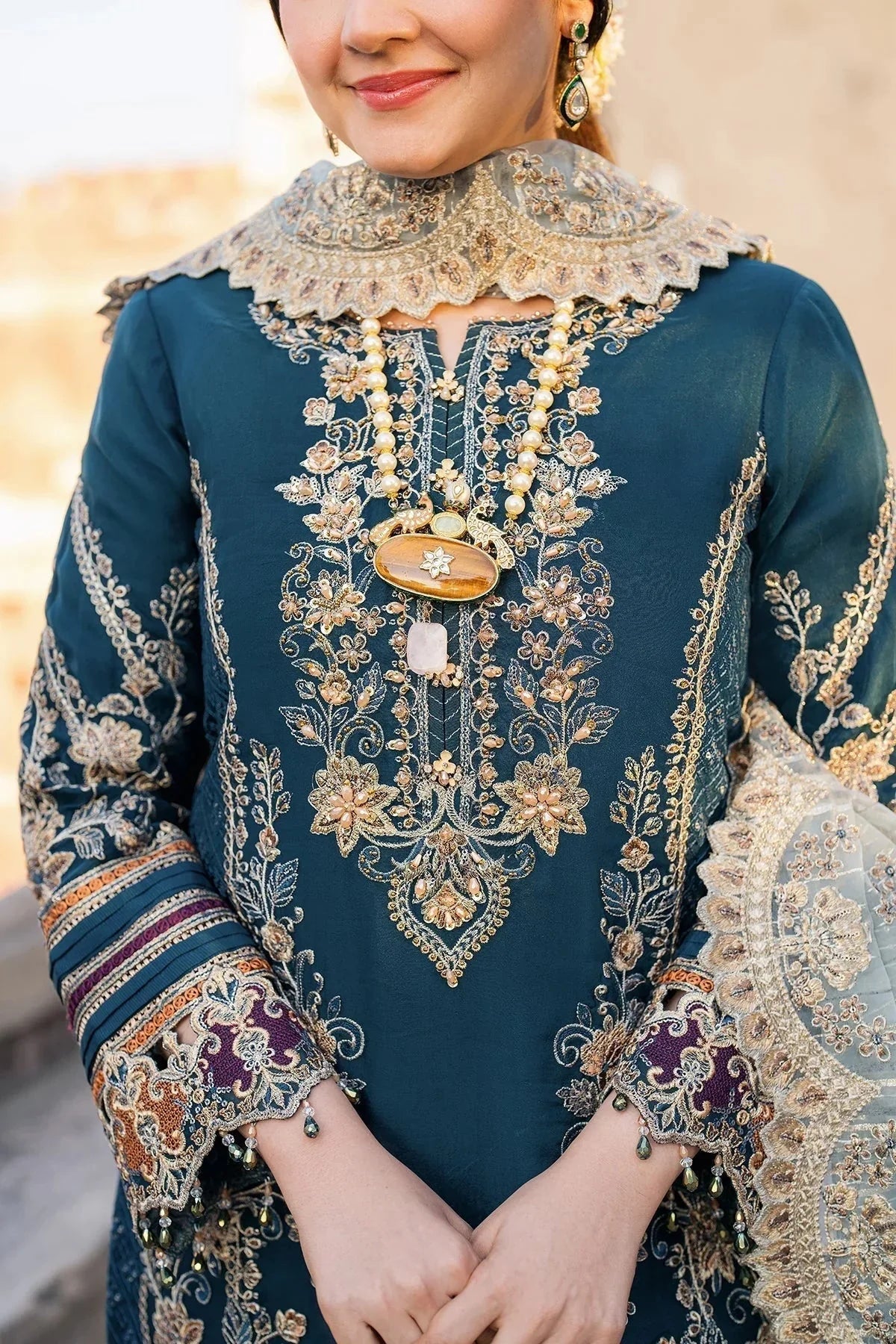 BATIK-3PC LAWN SEQUIN EMBROIDERED SHIRT WITH KHADDI NET EMBROIDERED DUPATTA AND EMB TROUSER-BIC-4672 Asasay Fakhir