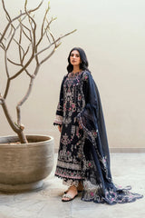 FLORENT-3PC LAWN EMBROIDERED SHIRT WITH KHADDI NET EMBROIDERED DUPATTA & TROUSER-BIC-4826 Asasay Fakhir