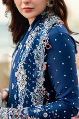 QALAMKAR-3PC LAWN EMBROIDERED SHIRT WITH KHADDI NET EMBROIDERED DUPATTA AND TROUSER-BIC-4608 Asasay Fakhir