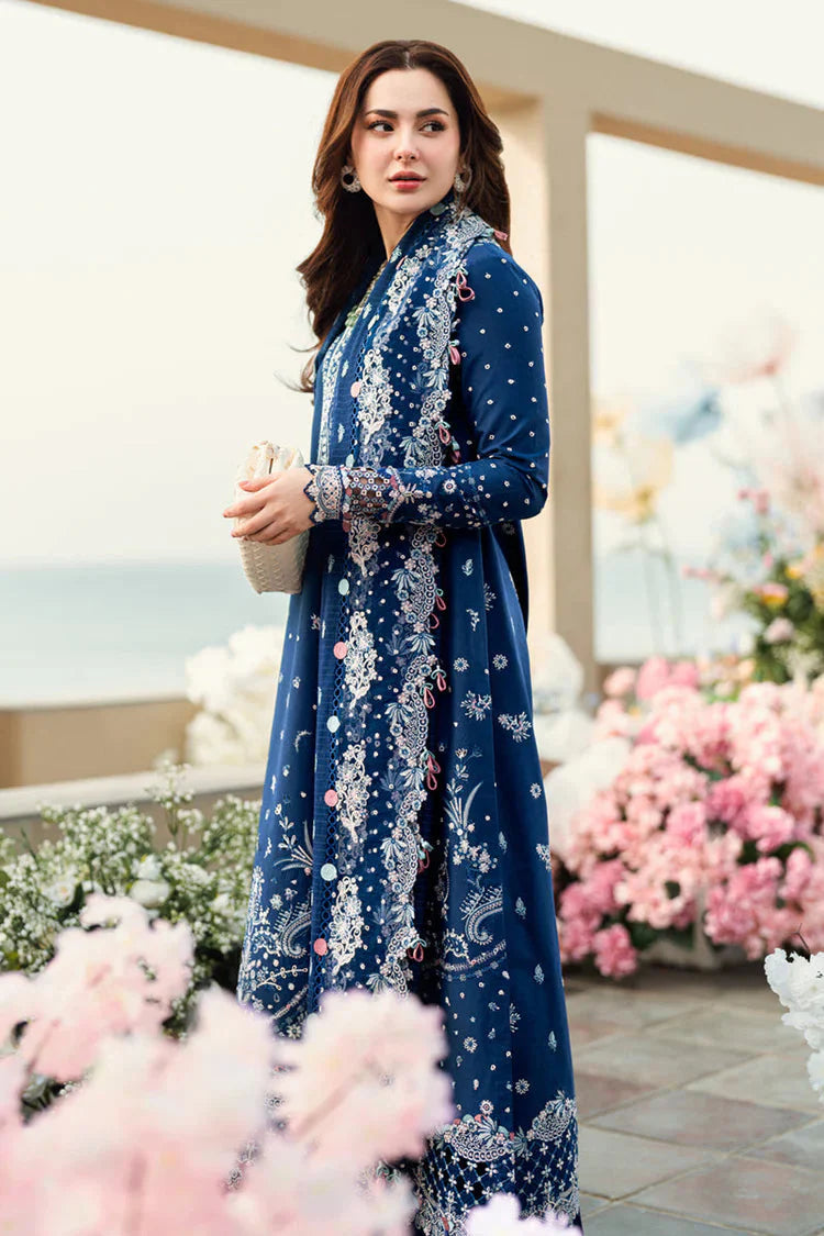 QALAMKAR-3PC LAWN EMBROIDERED SHIRT WITH KHADDI NET EMBROIDERED DUPATTA AND TROUSER-BIC-4608 Asasay Fakhir