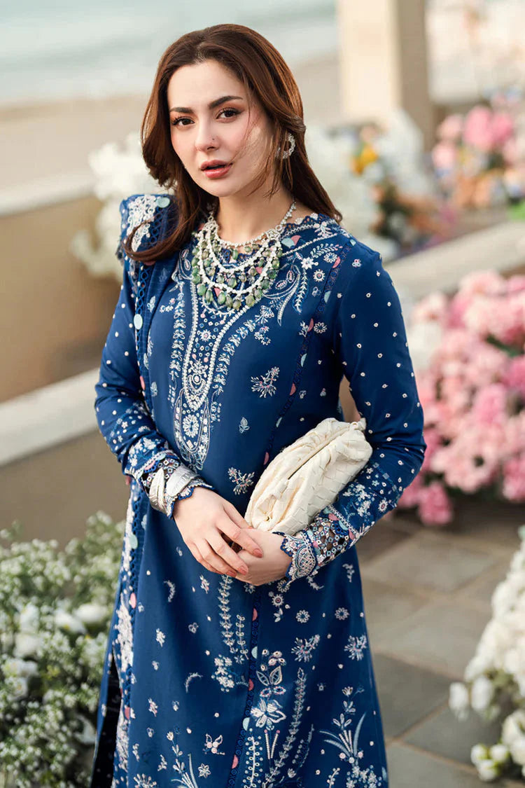 QALAMKAR-3PC LAWN EMBROIDERED SHIRT WITH KHADDI NET EMBROIDERED DUPATTA AND TROUSER-BIC-4608 Asasay Fakhir