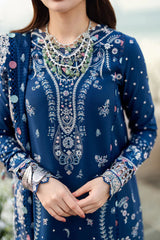 QALAMKAR-3PC LAWN EMBROIDERED SHIRT WITH KHADDI NET EMBROIDERED DUPATTA AND TROUSER-BIC-4608 Asasay Fakhir