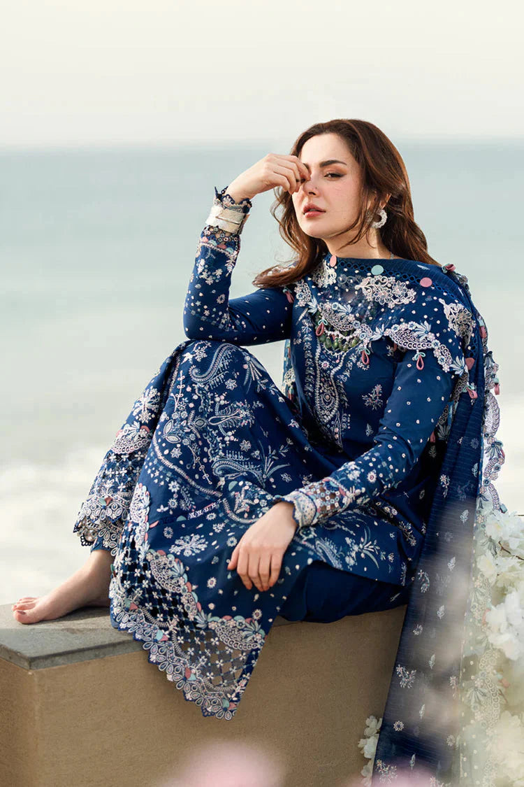 QALAMKAR-3PC LAWN EMBROIDERED SHIRT WITH KHADDI NET EMBROIDERED DUPATTA AND TROUSER-BIC-4608 Asasay Fakhir